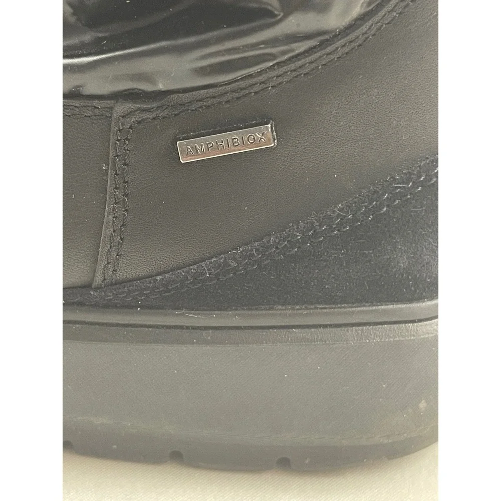 Geox Kaula B ABX Amphibiox Respira Womens Black Leather Faux Fur Winter‎ Boots 8
